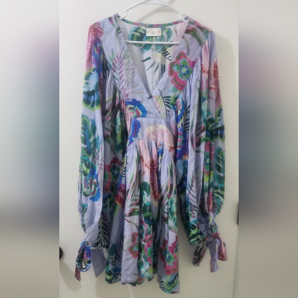 Miss June Paris Floral Long‎ Sleeve Dress, Size Small, 100 % Modal